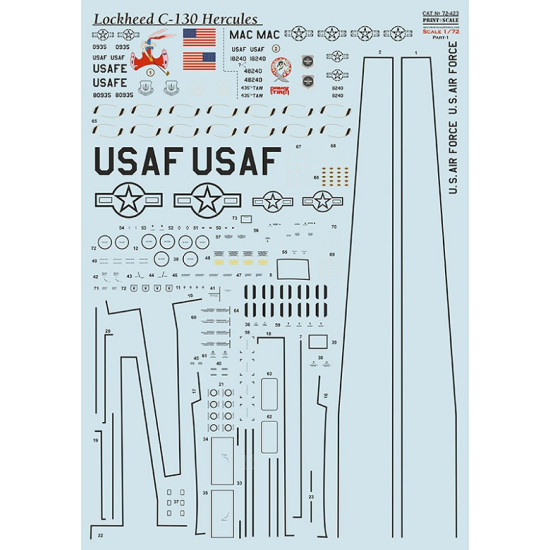 Print Scale 72-423 - 1/72 - Lockheed C-130 Hercules. Part 1 scale decal model