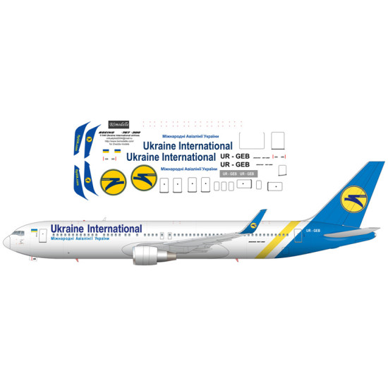 BSmodelle 144004 - 1/144 Boeing 767-300 UIA UR-GEB decal for aircraft model kit