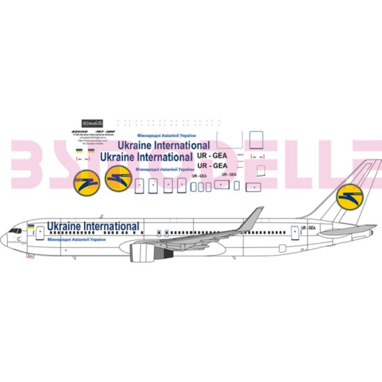 BSmodelle 144005 - 1/144 Boeing 767-300 UIA UR-GEA decal for aircraft model kit