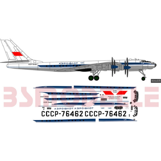 BSmodelle 144018 - 1/144 Tupolev Tu-116(95) Aeroflot decal for aircraft scale