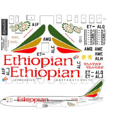 BSmodelle 144039 - 1/144 Boeing 767 Ethiopean decal for aircraft scale model kit