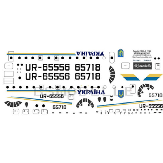 BSmodelle 144044 - 1/144 Tupolev Tu-134 Ukraine government decal for aircraft
