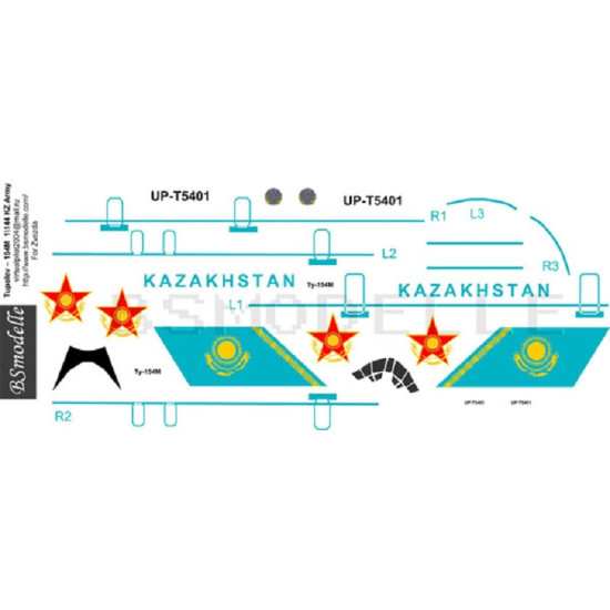 BSmodelle 144048 - 1/144 Tupolev Tu-154 Kazakhstan Armed Forces decal aircraft