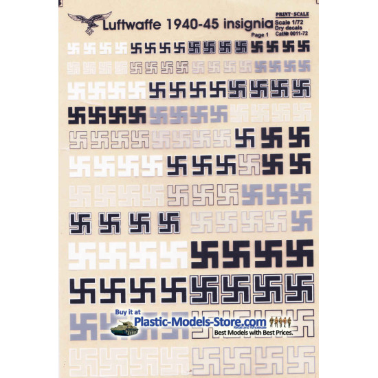 DECAL 1/72 FOR LUFTWAFFE 1939-1945 SIGNS AIRCRAFT DRY DECALS SET 1/72 1/48 PRINT SCALE 0011-72