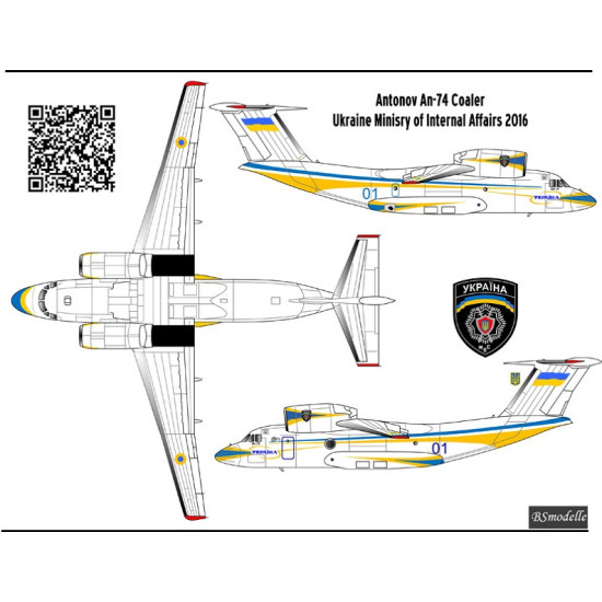 BSmodelle 144307 - 1/144 Antonov An-74 Ministry of internal Affairs decal scale BSmodelle 144307 - 1/144 Antonov An-74 Ministry of internal Affairs decal scale