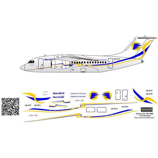 BSmodelle 144337 - 1/144 Antonov An-148 Aerosvit decal for aircraft model scale