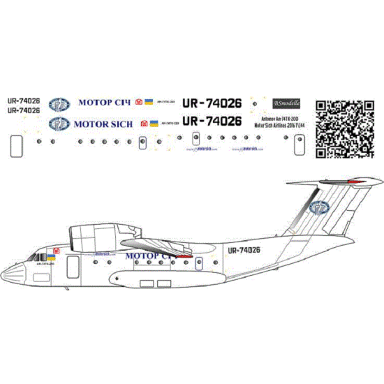 BSmodelle 144352 - 1/144 Antonov An-74 TK200 Motor Sich decal for aircraft model