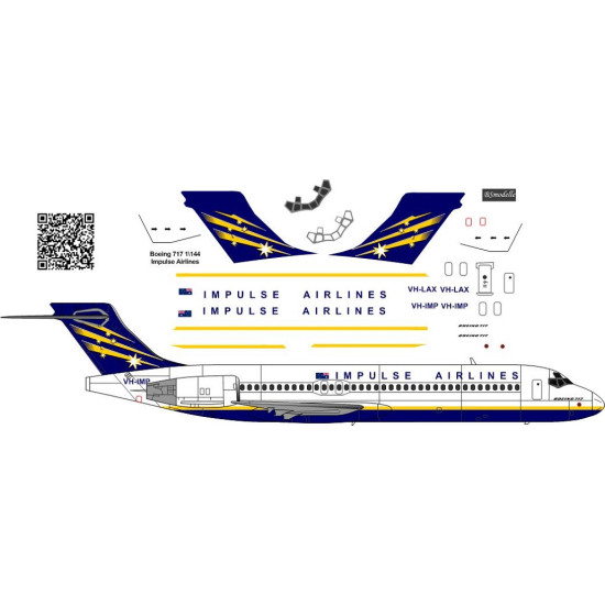 BSmodelle 144422 - 1/144 Boeing 717 Impulse Airlines decal for aircraft model BSmodelle 144422 - 1/144 Boeing 717 Impulse Airlines decal for aircraft model
