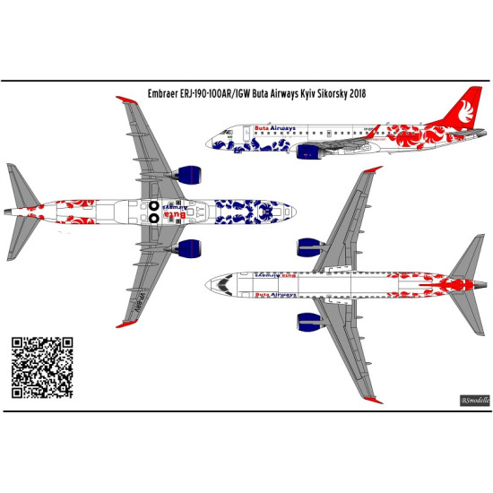 BSmodelle 144460 - 1/144 Embraer 190 Buta Airways decal for aircraft model kit BSmodelle 144460 - 1/144 Embraer 190 Buta Airways decal for aircraft model kit