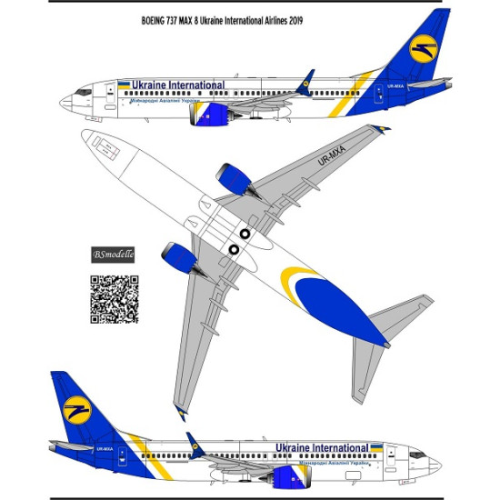 BSmodelle 144476 - 1/144 Boeing 737 800,900, MAX UIA decal for aircraft model