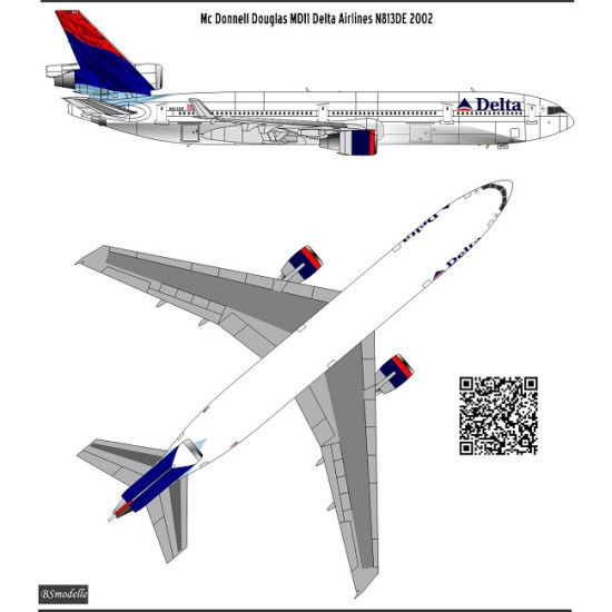 BSmodelle 144483 - 1/144 McDonnel Douglas MD11 Delta Airlines decal for aircraft