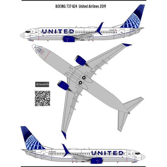 BSmodelle 144485 - 1/144 Boeing 737-800 United Airlines decal for aircraft model