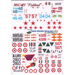 DECAL 1/72 FOR MIG-21 FISHBED AIRCRAFT DECALS SET 1/72 PRINT SCALE 42