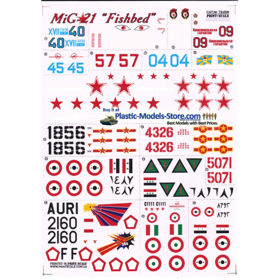 DECAL 1/72 FOR MIG-21 FISHBED AIRCRAFT DECALS SET 1/72 PRINT SCALE 42