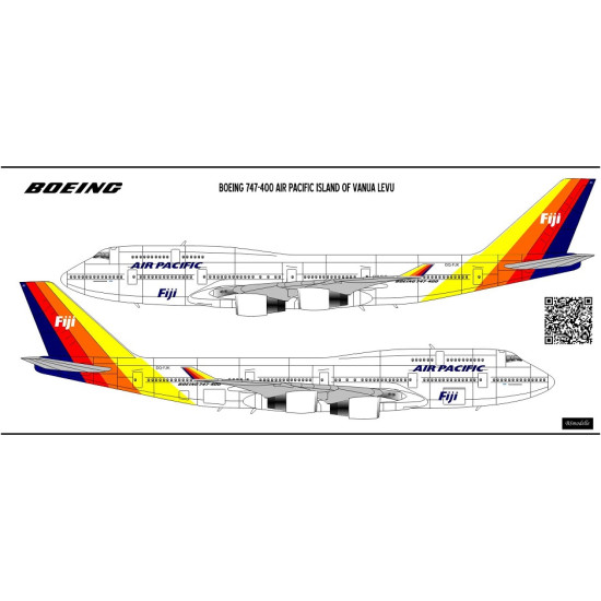 BSmodelle 144496 - 1/144 Boeing 747-400 Air Pacific decal for aircraft model kit