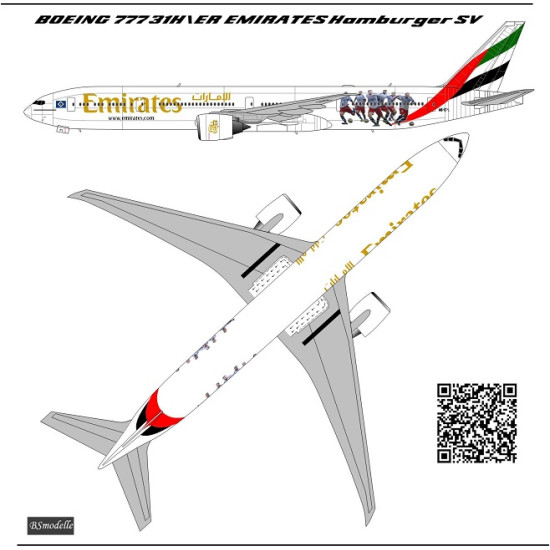 BSmodelle 144505 - 1/144 Boeing 777-300ER Emirates A6-EPL decal for aircraft kit