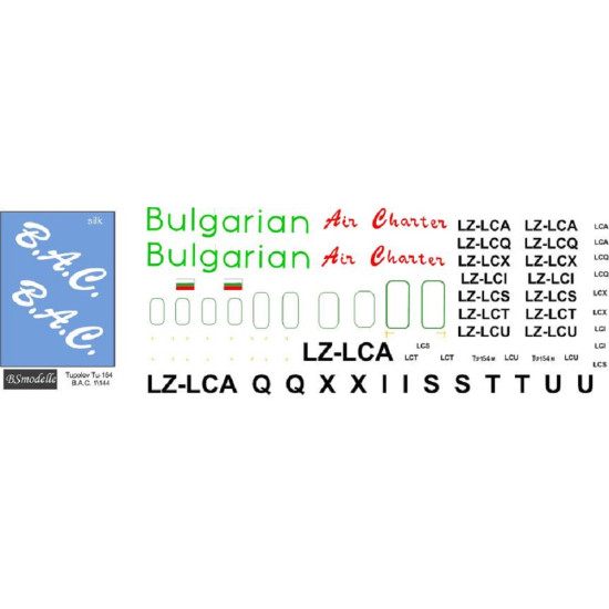 BSmodelle 144528 - 1/144 Tupolev Tu-154M Bulgarian Air Charter decal aircraft