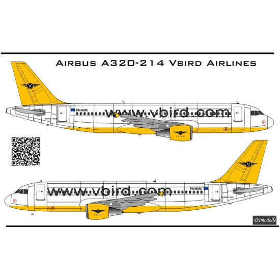 BSmodelle 144529 - 1/144 Airbus A-320 Vbird Airlines decal for aircraft model