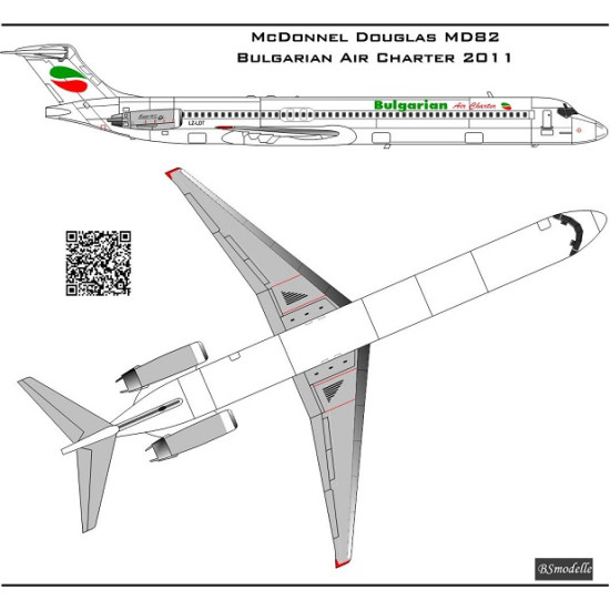 BSmodelle 144477_1 - 1/144 McDonnel Douglas MD82 Bulgarian Air Charter decal kit