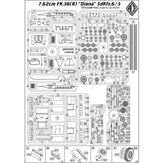 ACE 72574 - 1/72 - Diana 7,62cm FK.36 (R) auf mZgkw 5t.1 scale plastic model