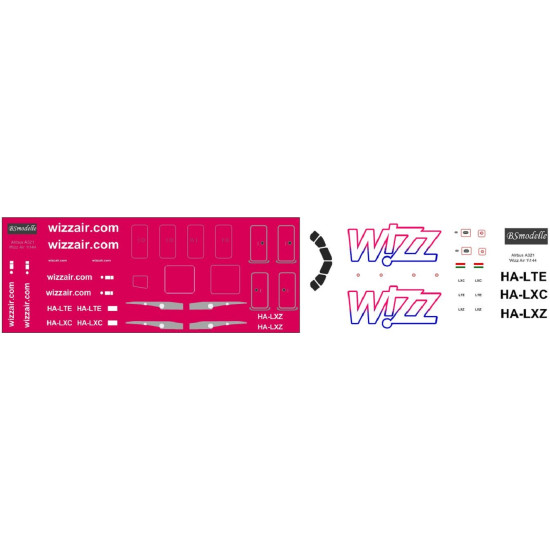 BSmodelle 144548 - 1/144 Airbus A321 Wizz Air decal for aircraft model scale