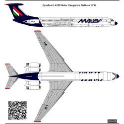 BSmodelle 144552 - 1/144 Ilyushin Il-62M Malev decal for aircraft model scale