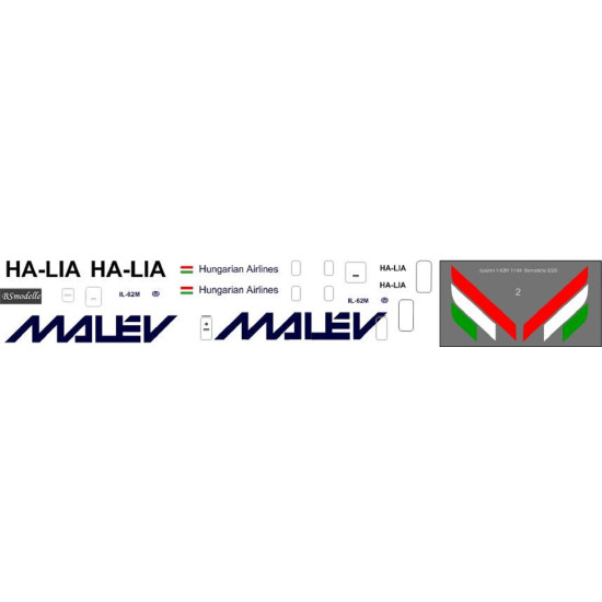 BSmodelle 144552 - 1/144 Ilyushin Il-62M Malev decal for aircraft model scale