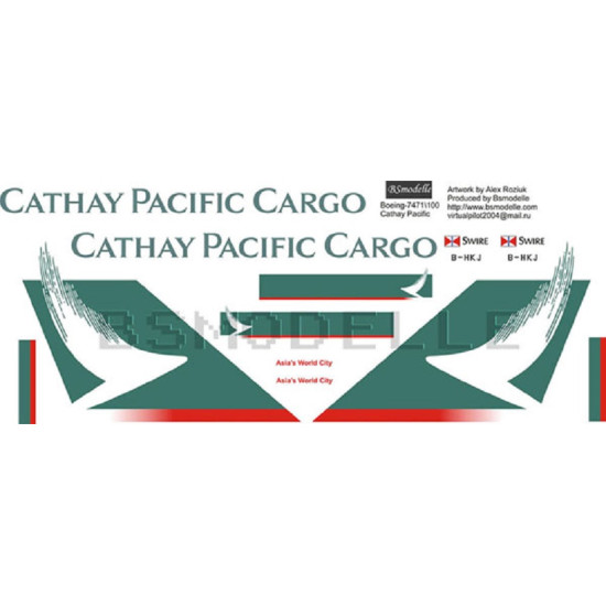 BSmodelle 100021 - 1/100 Boeing 747 Cathay Pacific decal for aircraft model kit