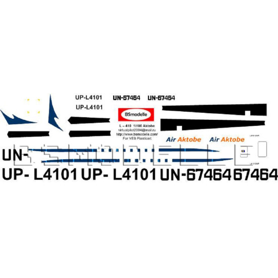 BSmodelle 100039 - 1/100 Let L-410 Air Aktobe decal aircraft model scale kit
