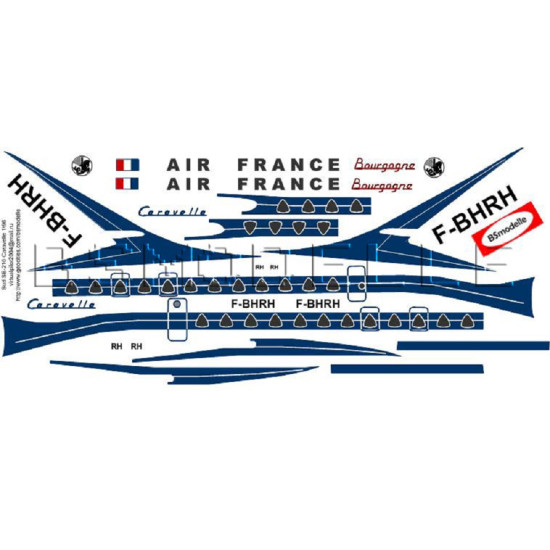 BSmodelle 100066 - 1/100 Sud SE210 Caravelle Air France decal for aircraft model