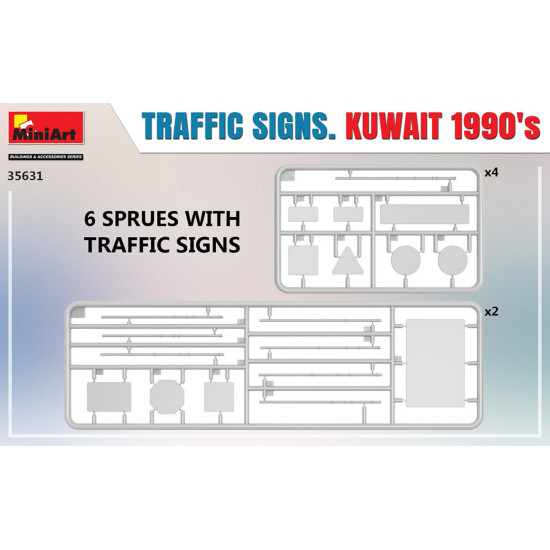 Miniart 35631 - 1/35 Traffic signs. Kuwait 1990s. scale model kit Buildings