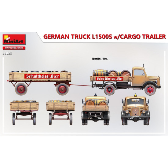 Miniart 38023 - 1/35 German Truck L1500S W/Cargo trailer scale model Miniatures