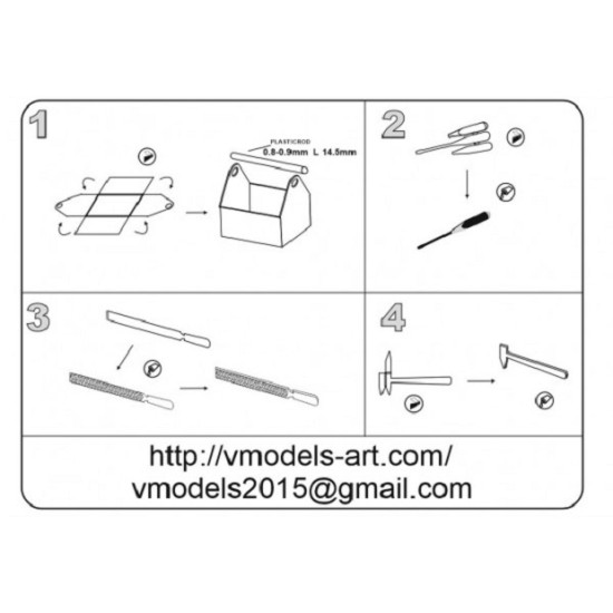 Vmodels 48012 - 1/48 Bench tools. Photo-etched board and instructions scale