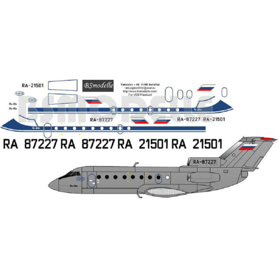 BSmodelle 100292 - 1/100 Yakovlev Yak-40 UMPO decal for aircraft plastic model