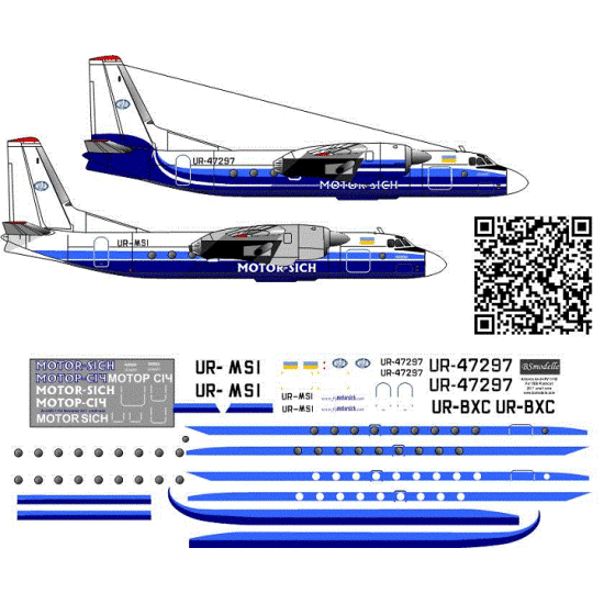 BSmodelle 100357 - 1/100 Antonov An-24RV Motor Sich decal for aircraft model kit