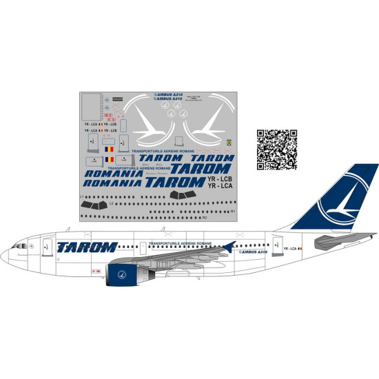 BSmodelle 100390 - 1/100 Airbus A-310 Tarom decal for aircraft model scale kit