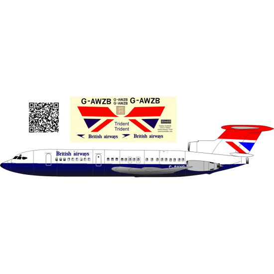 BSmodelle 100412 - 1/100 HS121 Trident British Airways decal for aircraft model