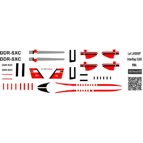 BSmodelle 100473 - 1/100 Let L-410 Turbolet Interflug decal for aircraft model BSmodelle 100473 - 1/100 Let L-410 Turbolet Interflug decal for aircraft model