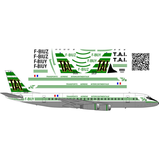 BSmodelle 100492 - 1/100 Douglas DC-8 T.A.I. decal for aircraft model scale kit