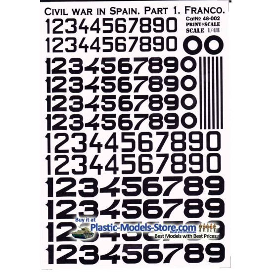 DECAL 1/48 FOR CIVIL WAR IN SPAIN. FRANCO DECALS SET 1/48 PRINT SCALE 48-002