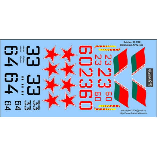 BSmodelle 48003 - 1/48 Sukhoi Su-27 Belarus AF decal for aircraft model scale