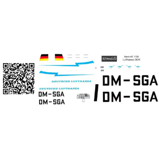 BSmodelle 480376 - 1/50 Aero -45 Lufhansa decal for aircraft model scale kit BSmodelle 480376 - 1/50 Aero -45 Lufhansa decal for aircraft model scale kit