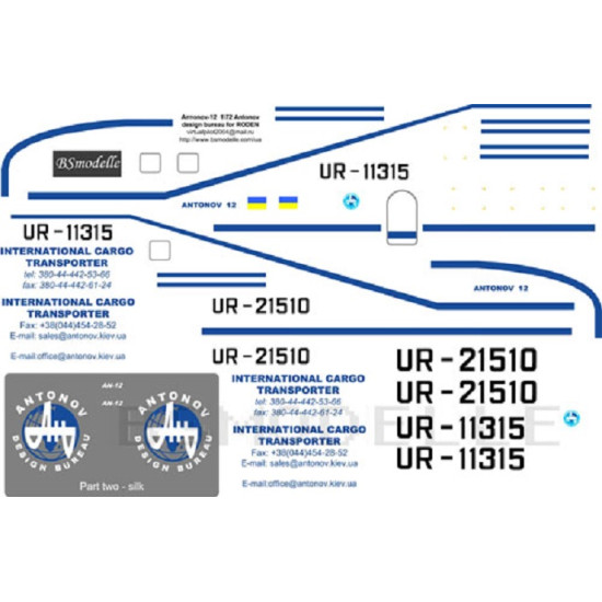 BSmodelle 72050 - 1/72 Antonov An-12 Home colours decal for aircraft model scale