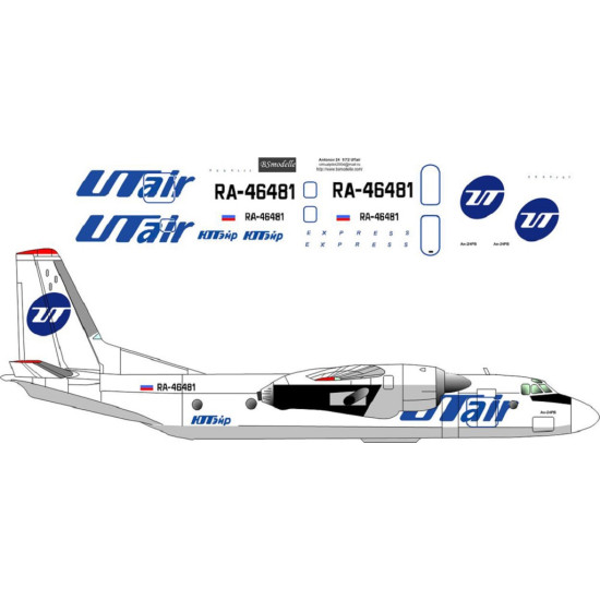 BSmodelle 720276 - 1/72 Antonov An-24RV Ut Air decal for aircraft model scale BSmodelle 720276 - 1/72 Antonov An-24RV Ut Air decal for aircraft model scale