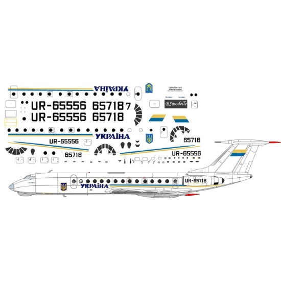 BSmodelle 720278 - 1/72 Tupolev Tu-134 Ukraine government decal for aircraft kit