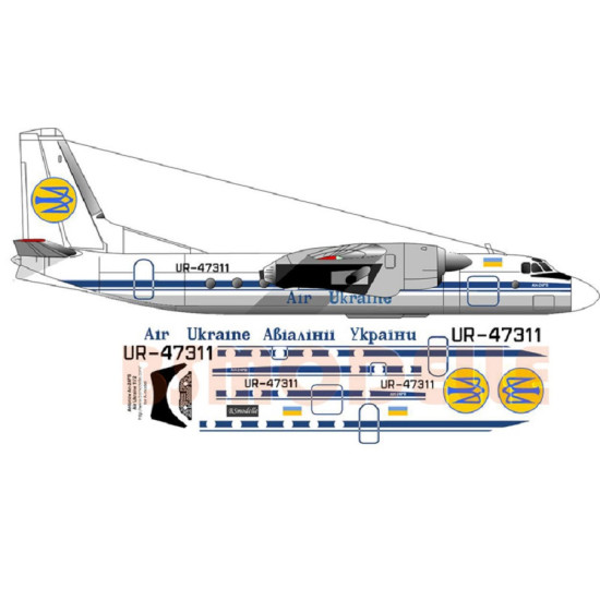 BSmodelle 720288 - 1/72 Antonov An-24RV Air Ukraine decal for aircraft scale kit BSmodelle 720288 - 1/72 Antonov An-24RV Air Ukraine decal for aircraft scale kit