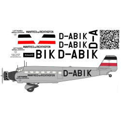 BSmodelle 720328 - 1/72 Junkers Ju-52 Lufthansa 1936 decal for model aircraft