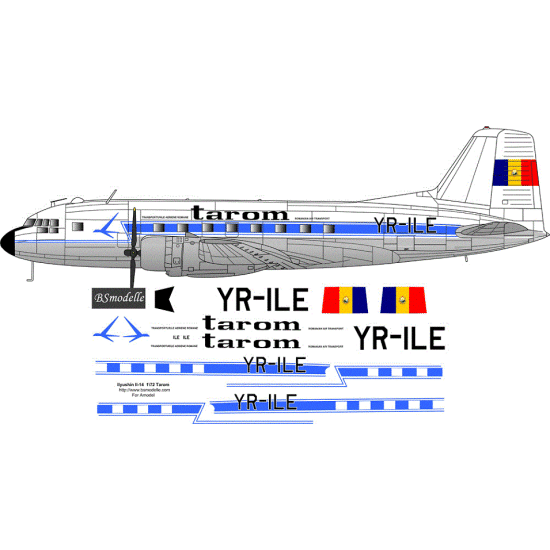 BSmodelle 720368 - 1/72 Ilyushin Il-14 Tarom decal for aircraft scale model kit