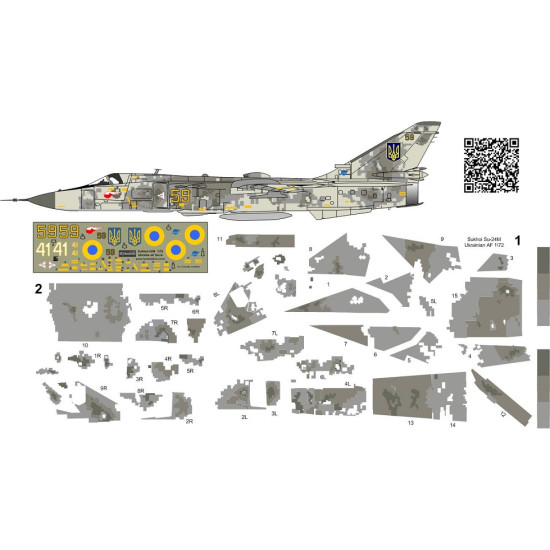 BSmodelle 720287_1 - 1/72 Sukhoi Su-24MR Ukrainian AF digital camo decal scale
