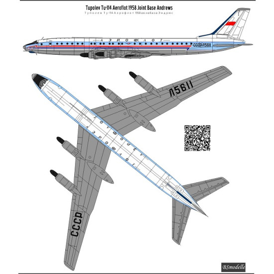 BSmodelle 720428 - 1/72 Tupolev Tu-114 Aeroflot 60th scale decal for aircraft
